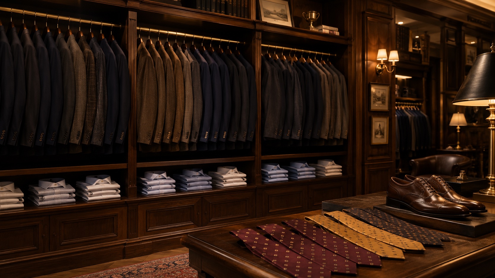 Garments hanging in good order inside the shop